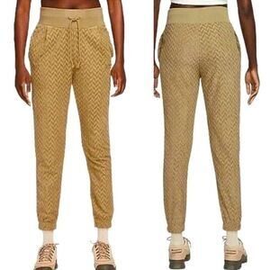 Nike Women's Tan Brown Chevron Pattern Everyday Modern High-Waisted Joggers Sz S
